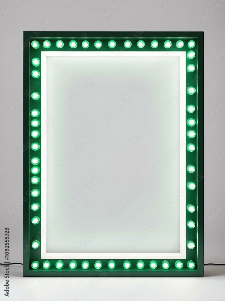 green marquee lights border frame on white background green marquee lights border frame on white background