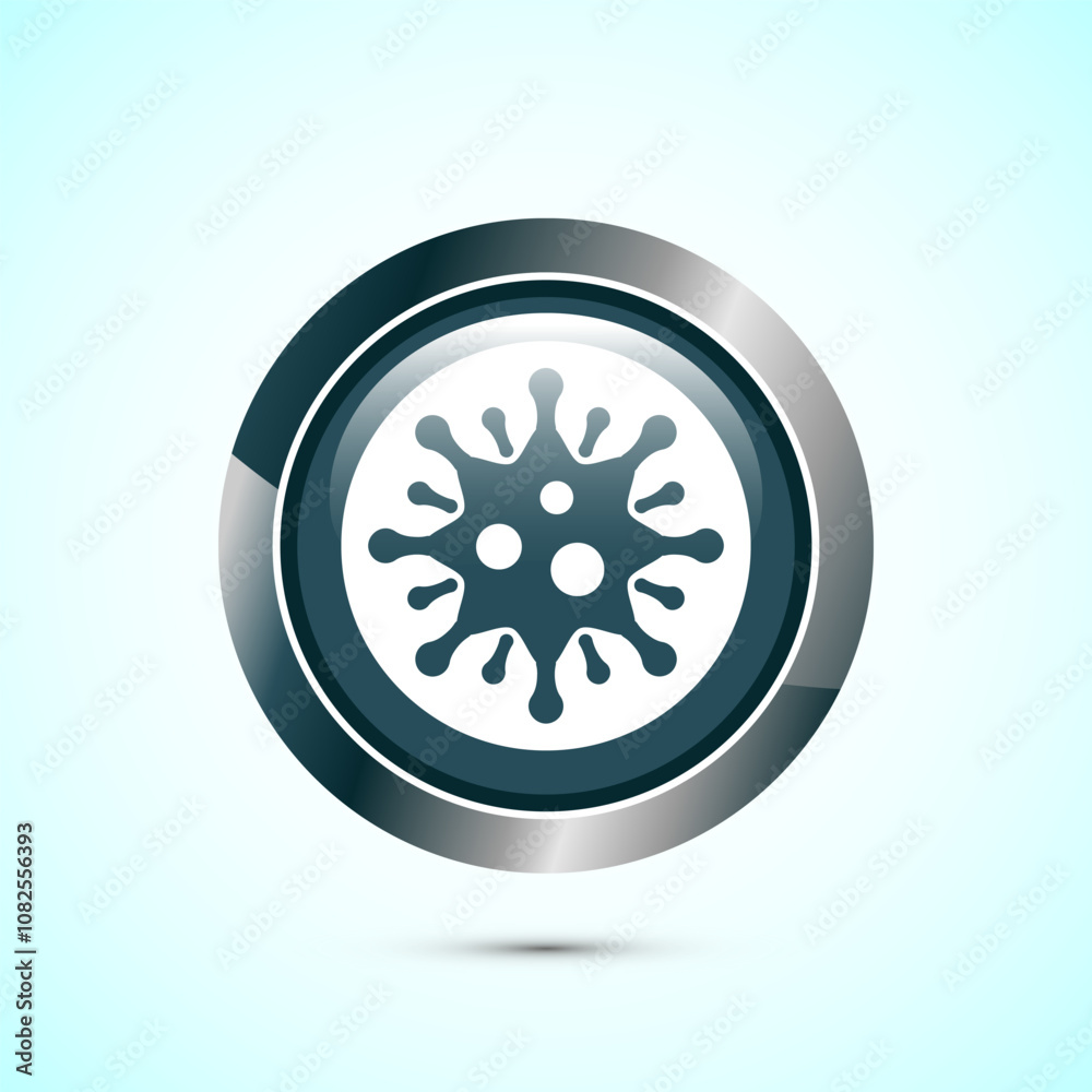 Virus, bacteria icon design illustration. Microbe bacteria sign. Gray Color Round Button Design Virus, bacteria icon design illustration. Microbe bacteria sign. Gray Color Round Button Design