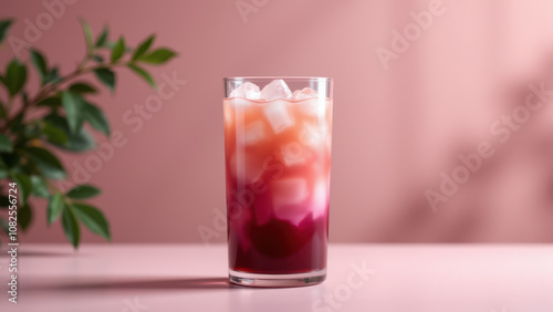 Wallpaper Mural Pink drink with ice cubes served on a table. Torontodigital.ca