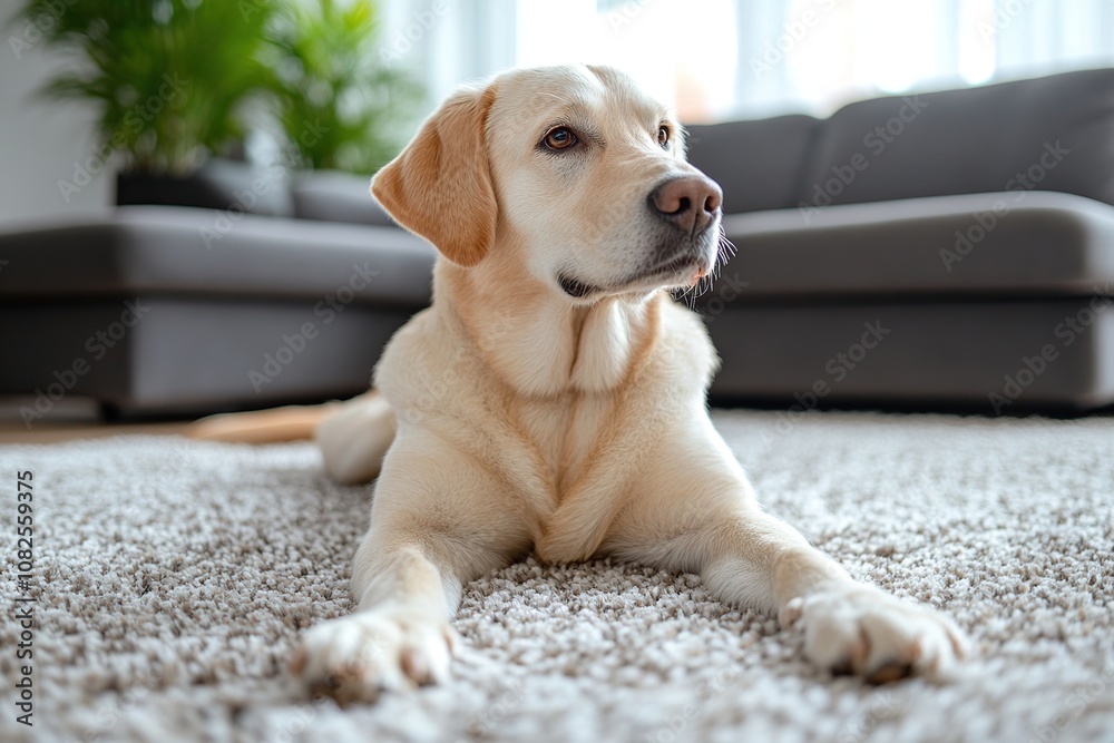 Golden Retriever Relaxing on Carpet Golden Retriever Relaxing on Carpet