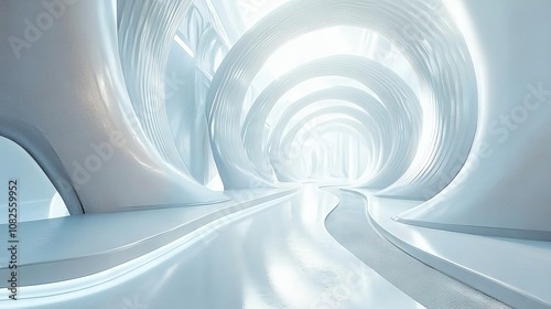 Fototapeta Naklejka Na Ścianę i Meble -  Futuristic abstract white background with minimalistic geometric patterns and modern 3d design elements