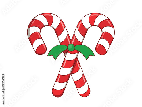 a candy cane with a green bow on it