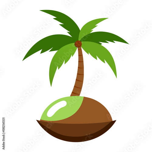 coconut vector, coconut tree, coconut water icon, tropical isolated tree