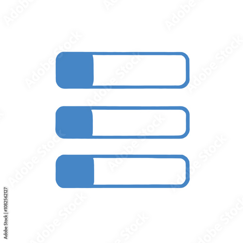 Three blue file folders or binders on a white background