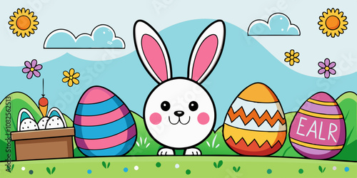 easter sunday, card with bunny, easter egg, easter sunday background