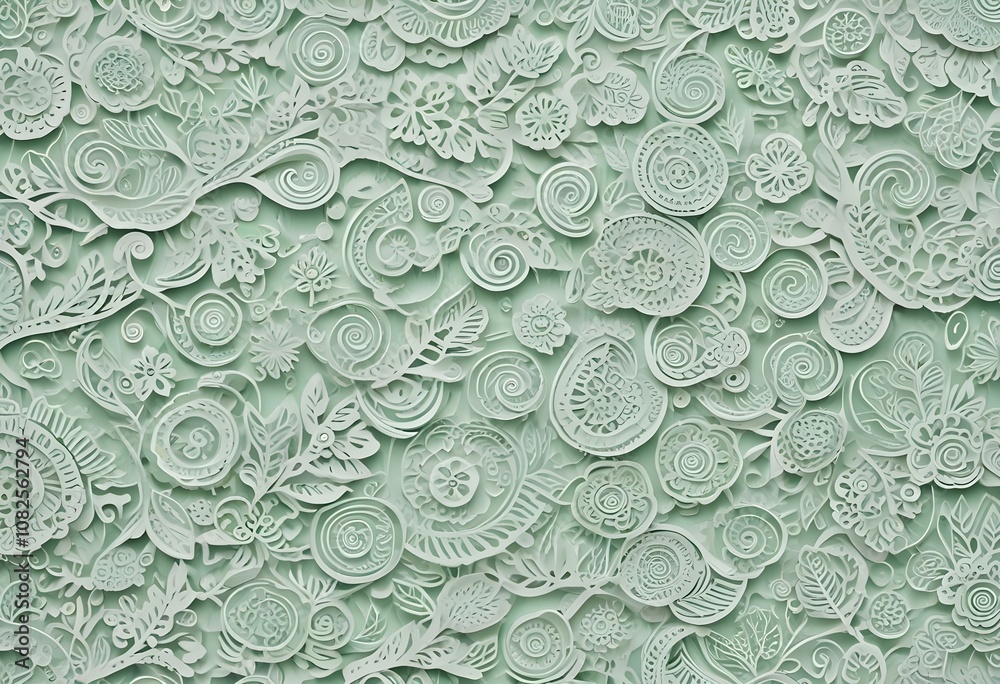 Paper style white monochrome background Abstract wallpaper in 3d paper style with doodle pattern style 3d