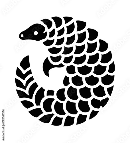 pangolin logo engraving black and white outline