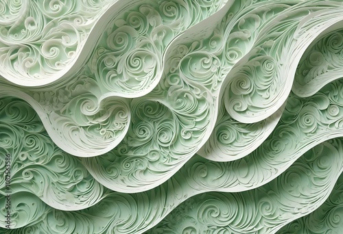 Paper style white monochrome background Abstract wallpaper in 3d paper style with doodle pattern style 3d