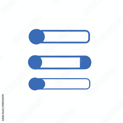 Three blue file folders or binders on a white background