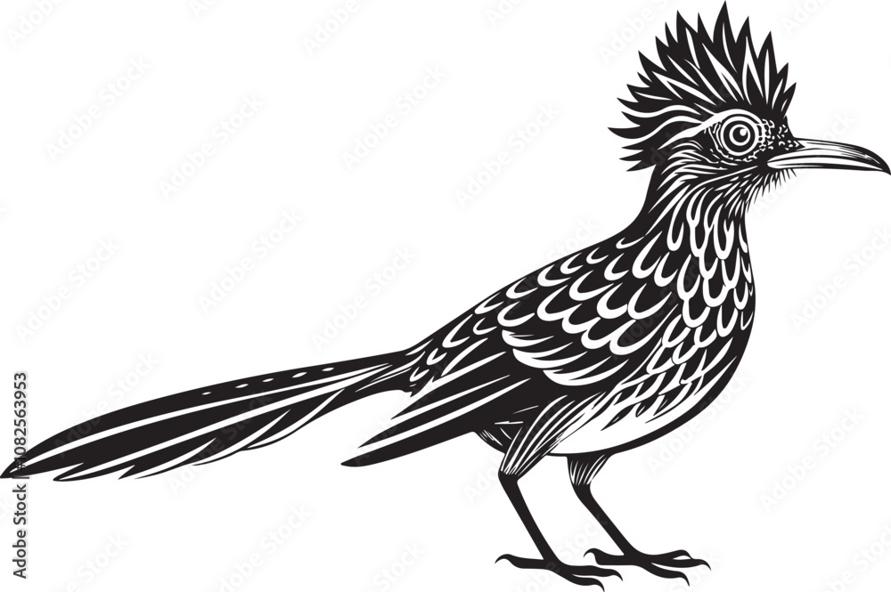 roadrunner bird vector illustration, printable design roadrunner bird vector illustration, printable design