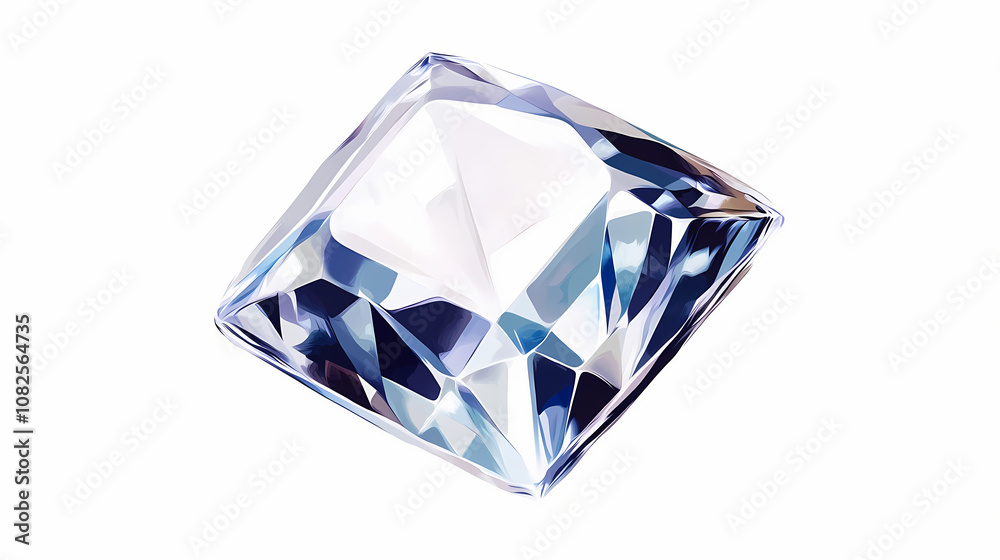Diamond of rectangle radiant cut on white background. Radiant. Illustration Diamond of rectangle radiant cut on white background. Radiant. Illustration