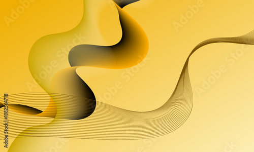 yellow smooth lines wave curves with soft gradient abstract background