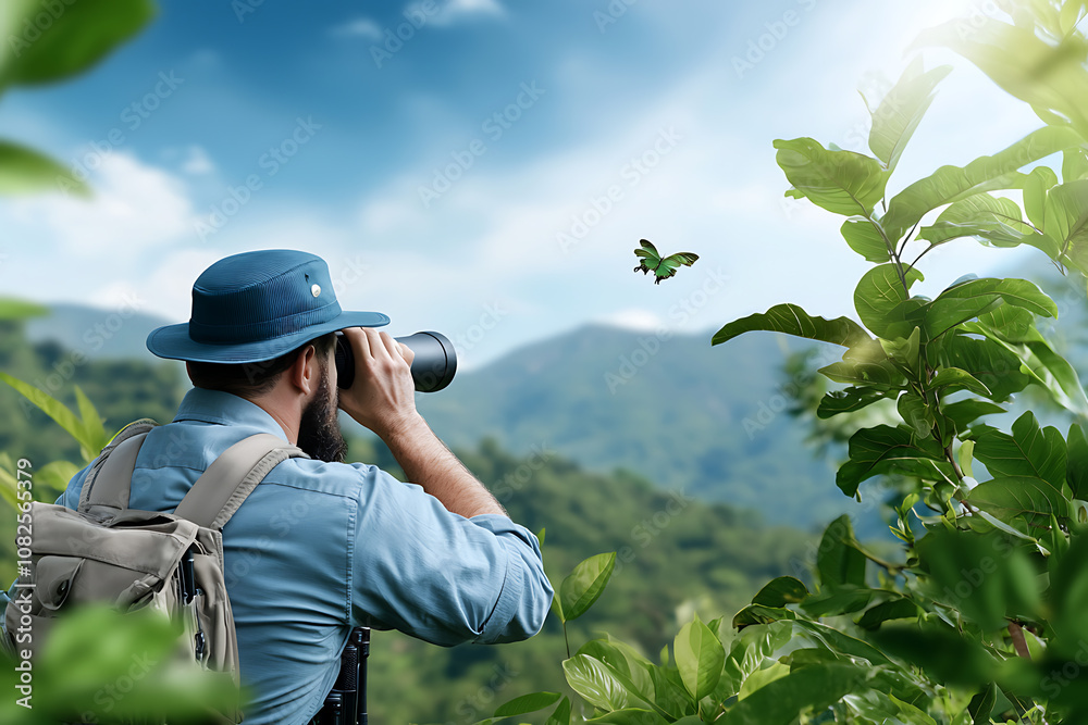 National park rangers observe wildlife to promote nature conservation National park rangers observe wildlife to promote nature conservation