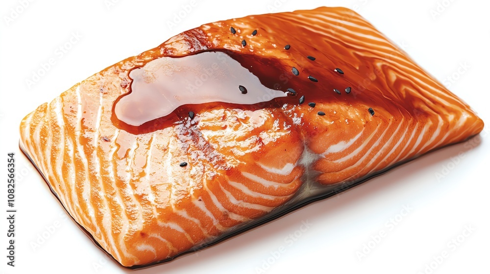 Fresh salmon fillet with glaze, isolated on white background. Fresh salmon fillet with glaze, isolated on white background.