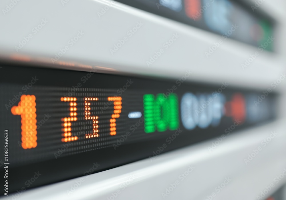 Close-up of electronic display panel with numeric data Close-up of electronic display panel with numeric data