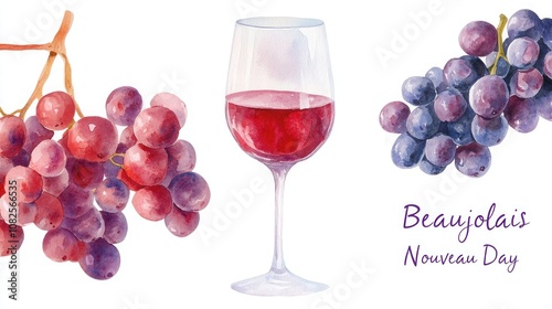 Elegant Beaujolais Nouveau Day Watercolor Illustration
