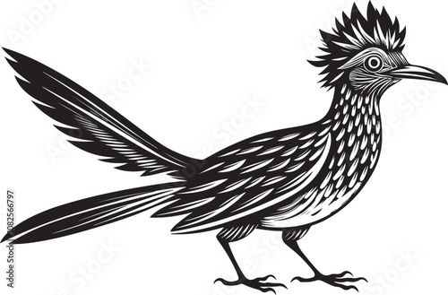 roadrunner bird vector illustration, printable design