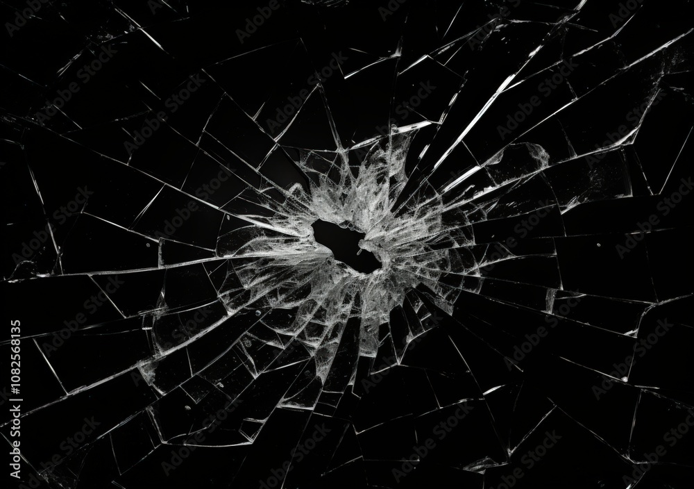 Fototapeta premium Shattered glass on black