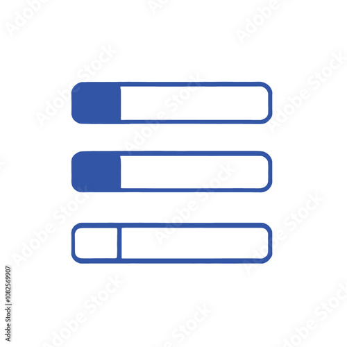 Three blue file folders or binders on a white background