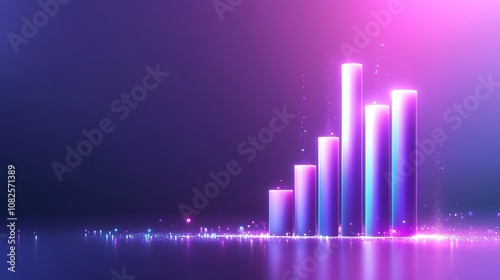 Colorful bar graph on a gradient background representing growth and progress.