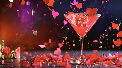 Valentine's Day Cocktail in a Beautiful Glass: Romantic Beverage Presentation