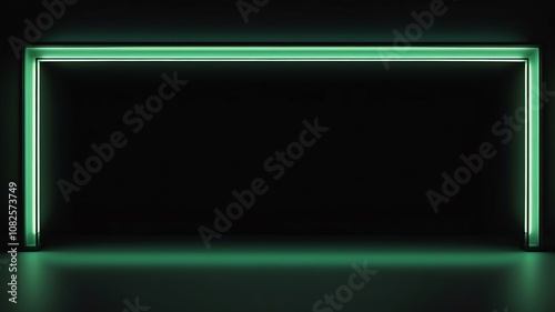 green marquee lights border frame on black background