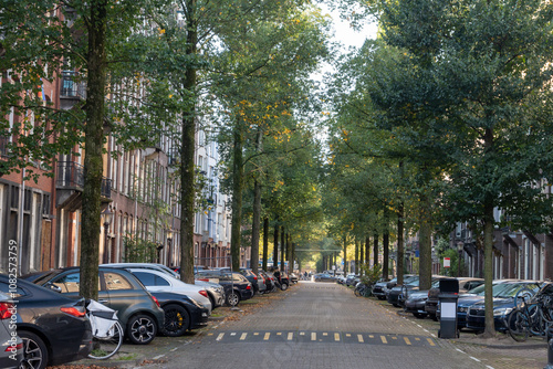Photography Daily life of Amsterdam, car street parking in Oud Zuid, old part of the city