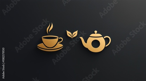 Wallpaper Mural Dual coffee and tea logo design with simple icons of a coffee cup and tea pot, elegantly displayed in a balanced layout. Torontodigital.ca