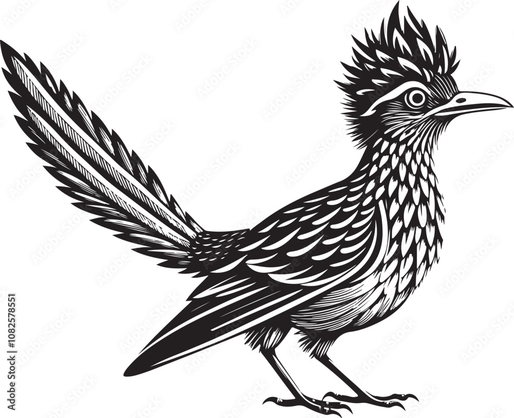 Obraz premium black roadrunner bird vector illustration printable