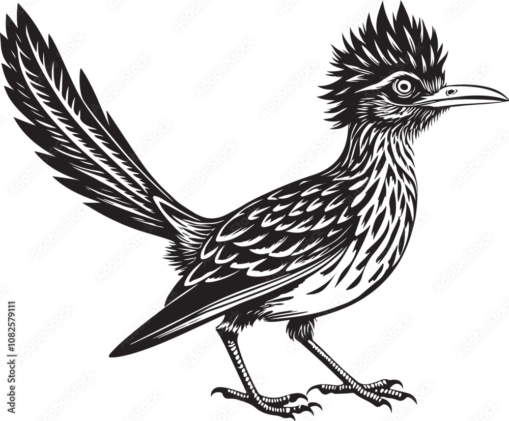 Obraz premium black roadrunner bird vector illustration printable