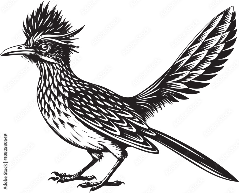 Obraz premium black roadrunner bird vector illustration printable