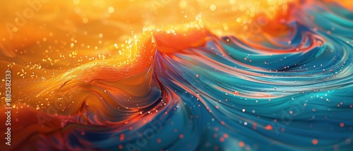 Macro shot of water surface displaying disturbing chemical spill swirls