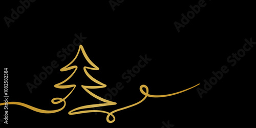 Christmas black gold linear swirl frame design