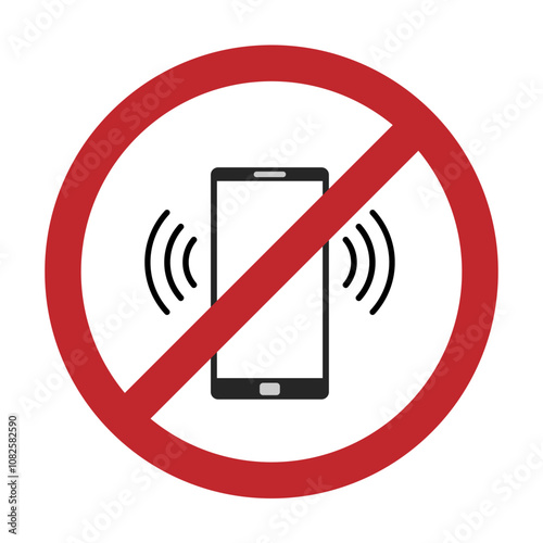 No phone allowed. mute phone sign.  Turn off the phone. silent mode. Vector graphics isolated on transparent background.