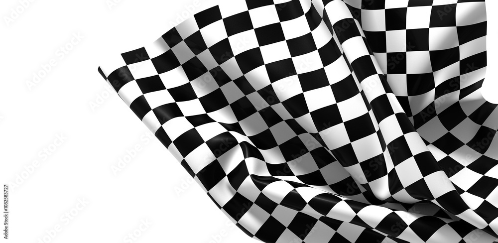 The checkered flag waves signaling the finish line The checkered flag waves signaling the finish line