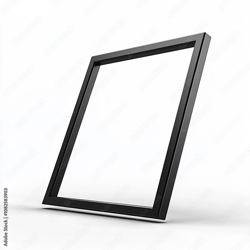 Sleek Minimalist Metal Frame Floating on White Background for Modern Art Display