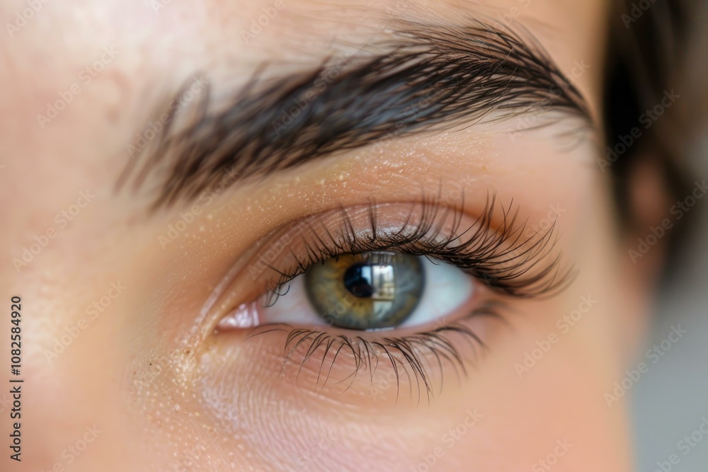 Close up of beautiful female eye with extreme long eyelashes after professional treatment in beauty salon Close up of beautiful female eye with extreme long eyelashes after professional treatment in beauty salon
