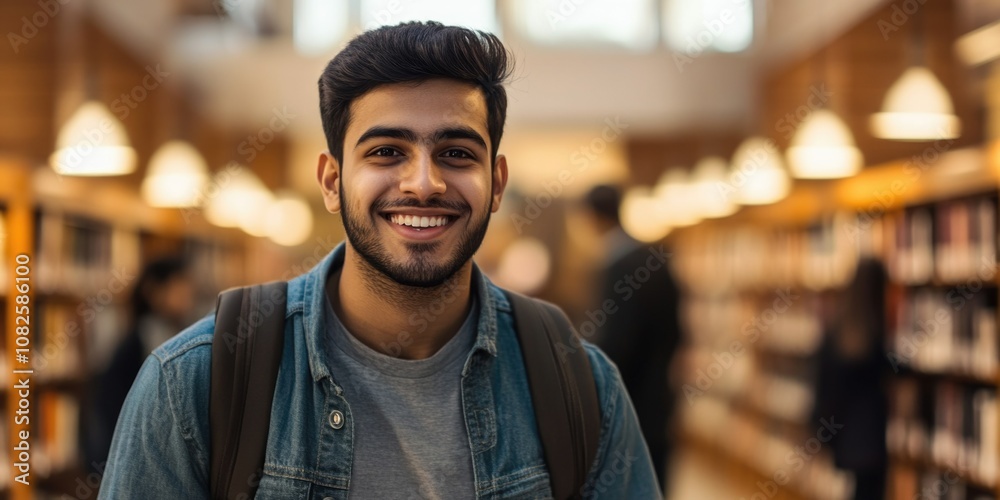Fototapeta premium Smiling Teenager in Library
