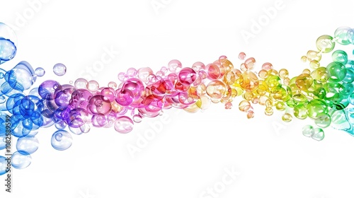 Rainbow Colored Soap Bubbles on White Background - a vibrant and cheerful visual. The soap bubbles add a playful touch to the clean, white backdrop.