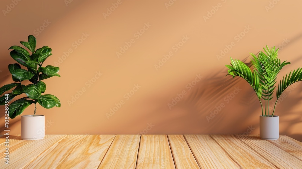 Plants on wood table Plants on wood table