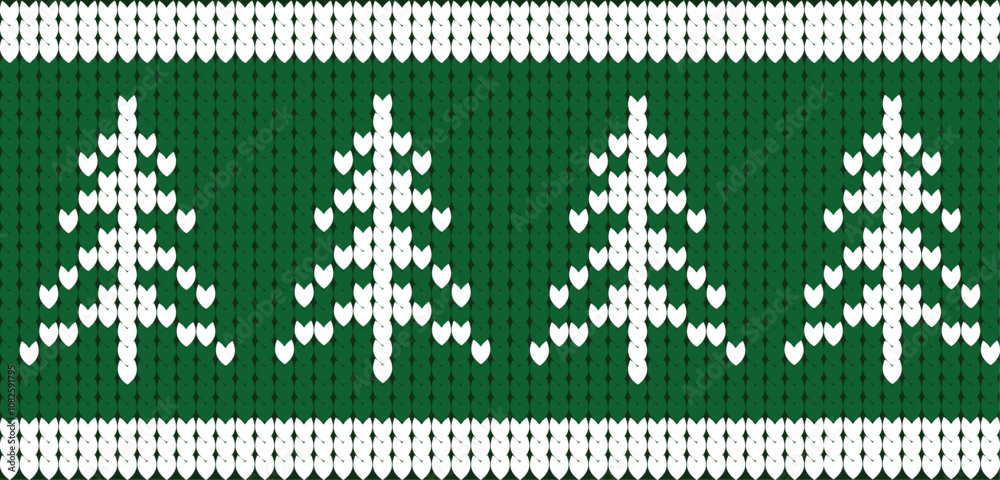 Christmas Jumper Pattern Kniting pattern. Green backgrund Christmas Jumper Pattern Kniting pattern. Green backgrund