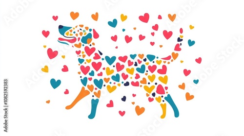 Thankful For My Dog Day Colorful HeartCovered Cartoon Dog