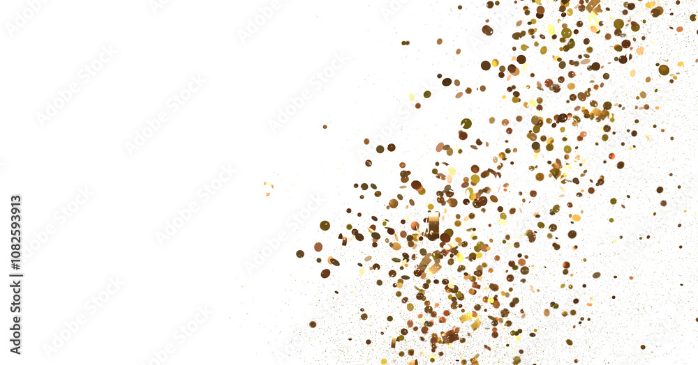 Euphoric Eruption: Magnificent 3D Illustration Showcasing Bursting gold Confetti Euphoric Eruption: Magnificent 3D Illustration Showcasing Bursting gold Confetti