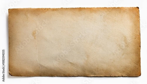 vintage faded paper texture background on solid white single object