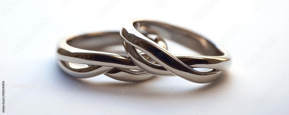 a pair of wedding rings entwined together, symbolizing unity, close-up detail, isolated on white background a pair of wedding rings entwined together, symbolizing unity, close-up detail, isolated on white background