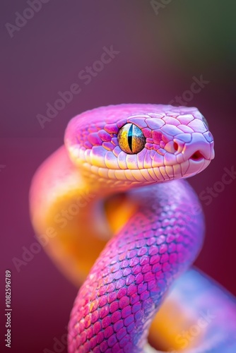 Pink snake close up photo