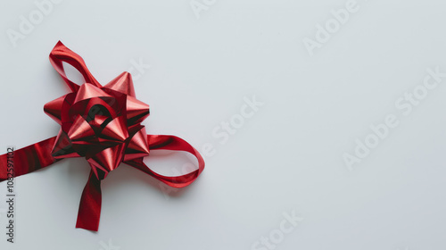 red gift ribbon gift bow on white