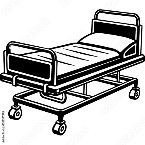 Hospital Bed on White Background