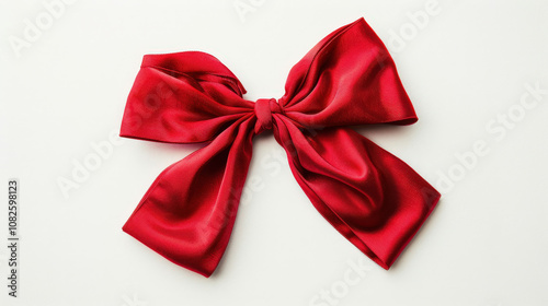 red gift ribbon gift bow on white