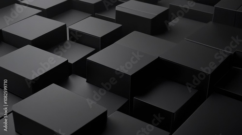 Sleek black geometric cube pattern with modern minimalist design